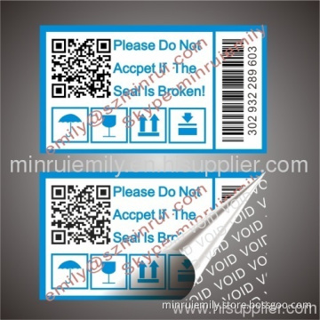 Custom Tamper Proof Void Seal Stickers With Qr Code 